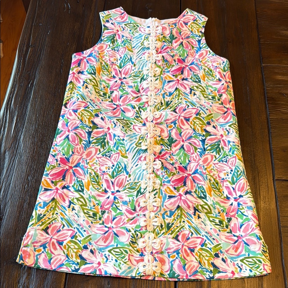 Floral Sleeveless Kids Casual Dress - Pink and Green